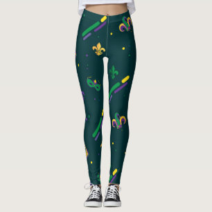 Leggings Mardi Gras Carnaval Fleur de Lis Diamond Arlequin