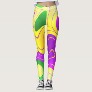 Leggings Mardi Gras Couleurs Motif Tourbillonnant Abstrait
