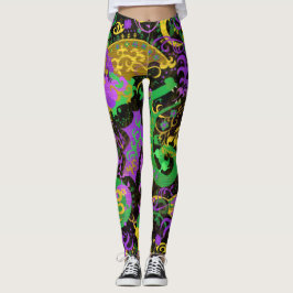 Leggings Mardi Gras de couleurs complexes Dragon Damas