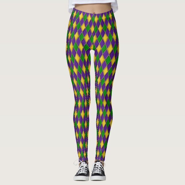 Leggings Mardi Gras Diamonds Arlequin Motif d'impression (Devant)