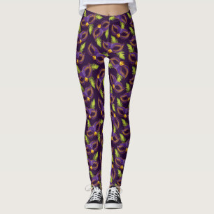 Leggings Mardi Gras Gold Green Purple Masque