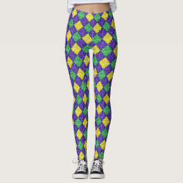 Leggings Mardi Gras Harlequin Motif du carnaval de Diamond