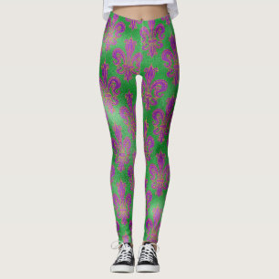 Leggings Mardi Gras Leggings, Mardi Gras Fleur de Lis