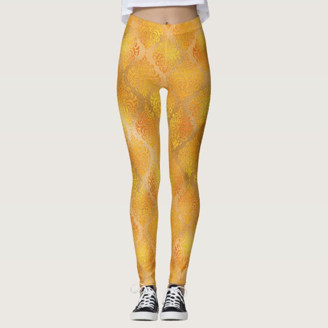 Leggings Mardi Gras Leggings, Modèle Damas d'or (Devant)