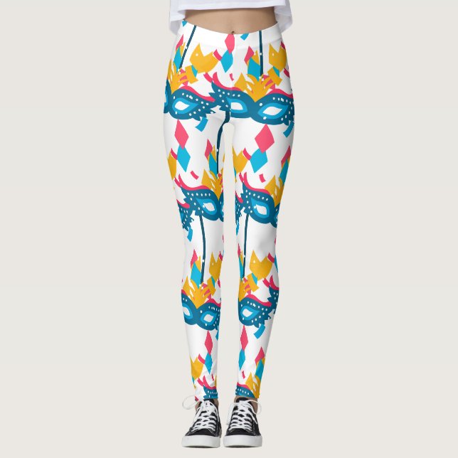 Leggings Mardi Gras Masque Et Confetti (Devant)