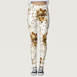 Leggings Mardi Gras Masque Or Et Confetti