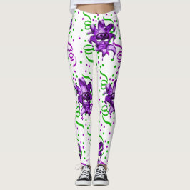 Leggings Mardi Gras Masque Violet Et Confetti