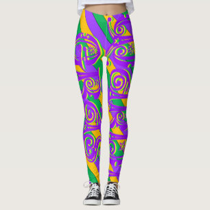 Leggings Mardi Gras New Orleans Purple Vert Jaune Texte