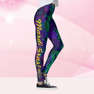 Leggings Mardi Gras Nom personnalisé Pantalons de jambe pou