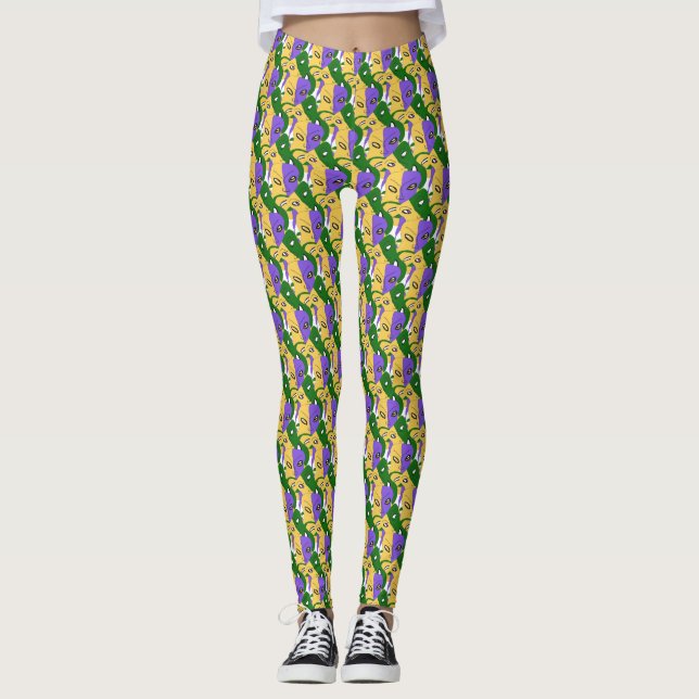 Leggings Mardi Gras Tragic Comic Mask (Devant)