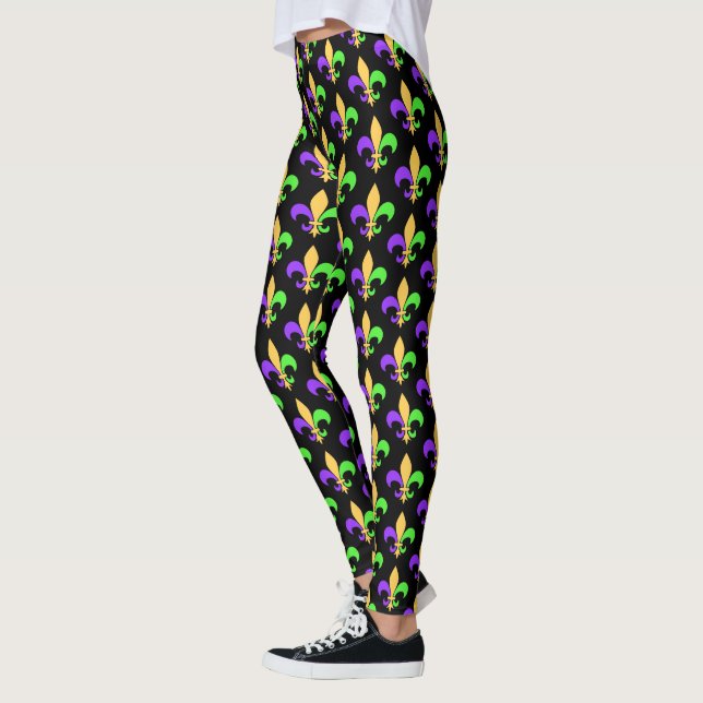 Leggings Mardi Gras violet vert et or Nouvelle-Orléans (Gauche)