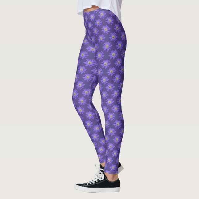 Leggings marguerites bleu violet Fleurs marguerite (Gauche)