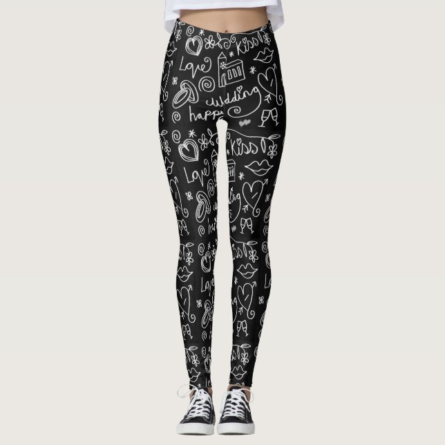 Leggings Mariage de tableau de bord noir et blanc (Devant)