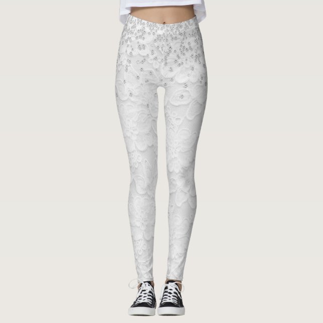 Leggings Mariage Diamond Confetti en dentelle blanche Zazzle.ch