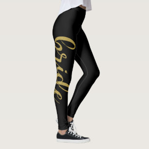 Leggings Mariée Paillettes Or Calligraphie Brosse Élégante