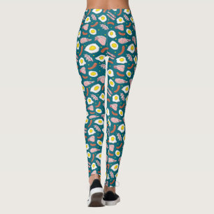 Leggings Marine Bacon Oeuf Saucisson Petit déjeuner Motif a