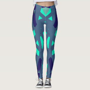 Leggings Marine Blue Green Motif Yoga gym Fitness Exercice