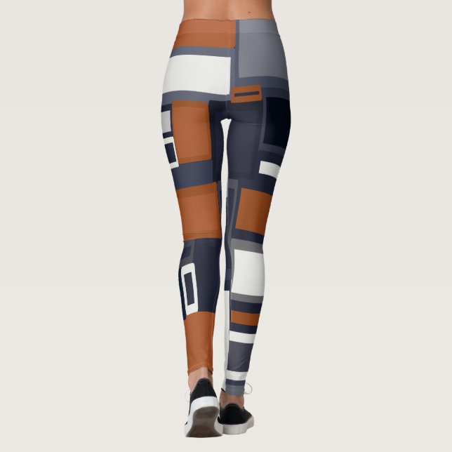 Leggings Marine et rouille Mid-Century Motif moderne (Dos)