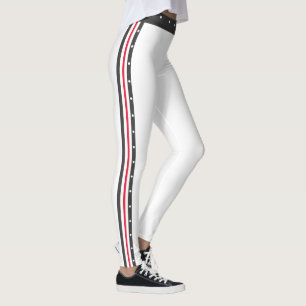 Leggings Marine profonde blanche rouge de mode latérale à