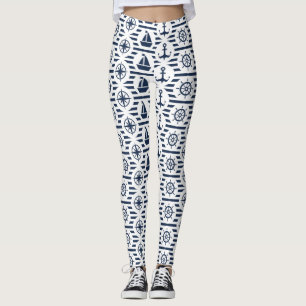 Leggings Maritime En Motif Bleu