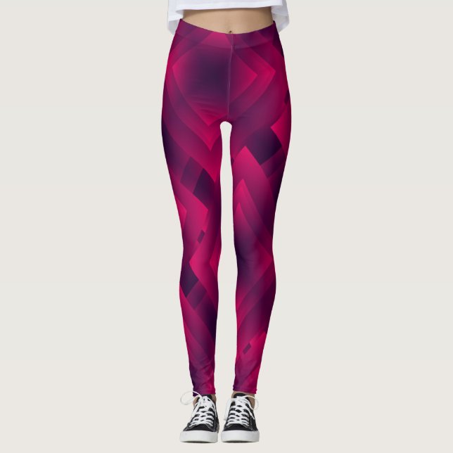 Leggings Maroon couleur géométrique design simple (Devant)