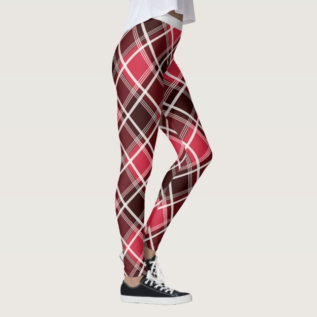 Leggings Maroon rouge blanc tendance Motif diamant géométri (Droite)
