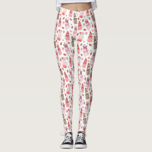 Leggings Mason Jar Milkshakes Valentine Motif