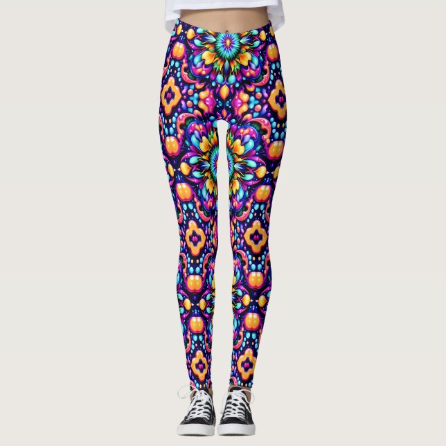Leggings MASSIVELY BRIGHT DESIGN ~ Purple Orange ~  (Devant)