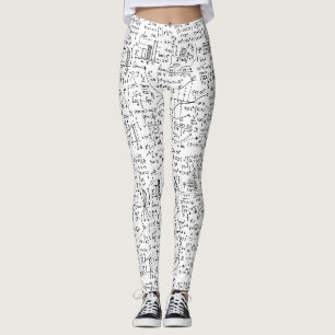 Leggings mathématiques gribouillages noir et blanc