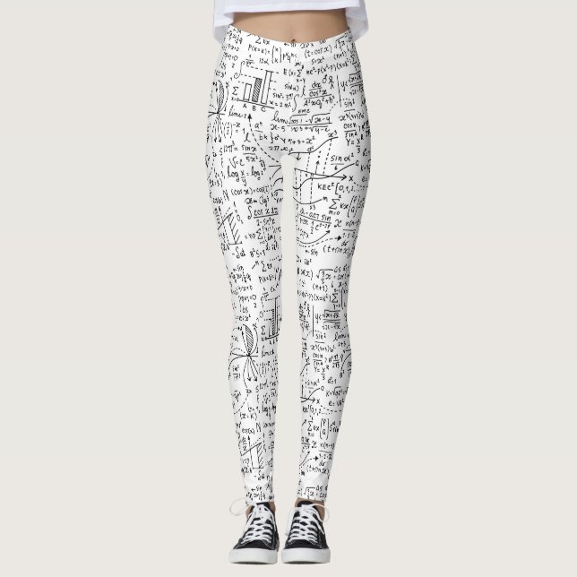Leggings mathématiques gribouillages noir et blanc (Devant)