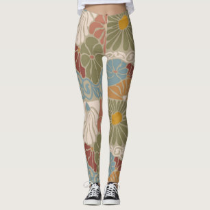 Leggings Matisse Groovy floral Art Nouveau 1970s Boho 