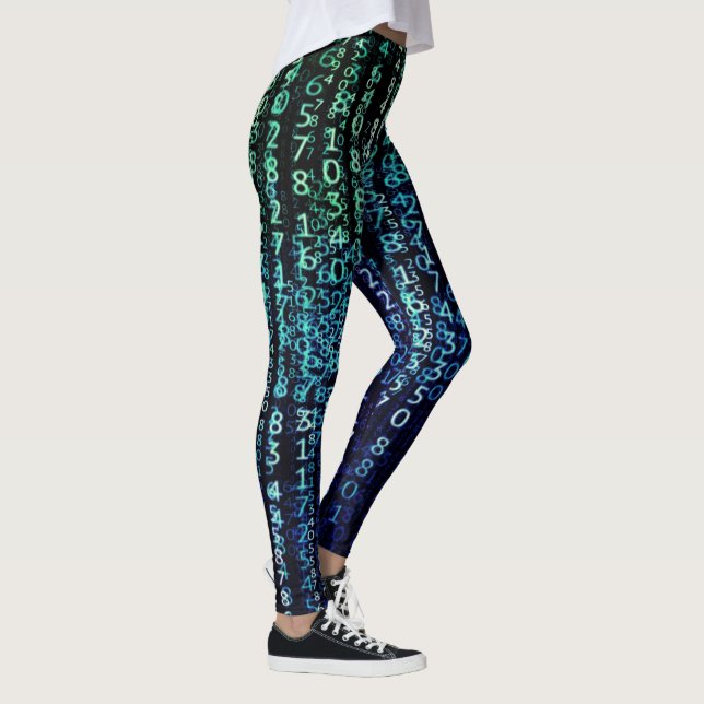 Leggings Matrice de technologie Code binaire Aqua Black (Droite)