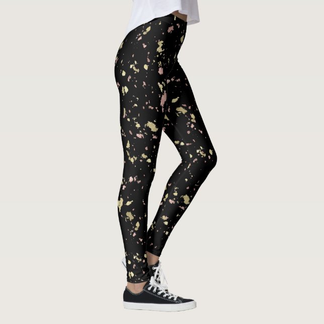 Leggings Matte Gold et Rose Gold Flakes Noir (Droite)
