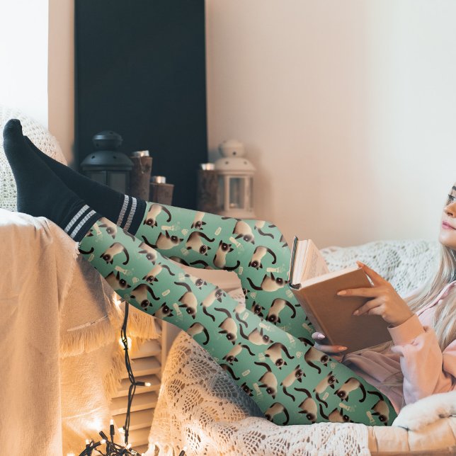 Leggings Mauvais chats siamois frapper des trucs (Siamese Cats Knocking Stuff Over Pattern Leggings)