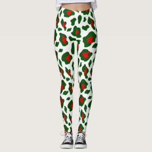 Leggings mauvais empreinte de léopard de noël
