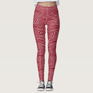 Leggings Maze rouge et blanc Vêtements de boue africaine
