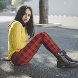 Leggings McQueen Tartan rouge noir