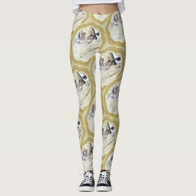 Leggings Médaillons en bleu et vert pour la Terre (Devant)