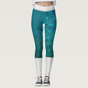 Leggings Méditation du Yoga bleu mandala