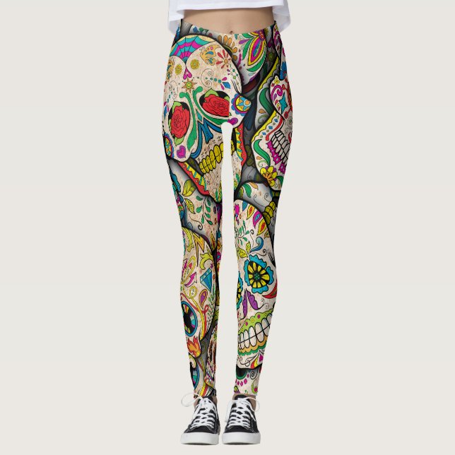 Leggings Meilleure vente Motif crâne sucre (Devant)