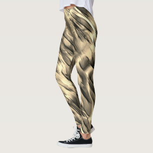 Leggings Mélange de tache ondulante opaque et chrome beige
