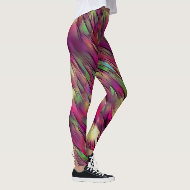 Leggings Mélange de taches opaques et chromées vertes et bo (Droite)