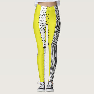Leggings Mélange jaune et noir Motif géométrique