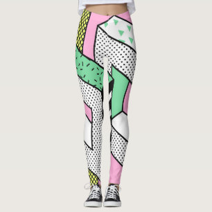 Leggings Memphis Abstrait : formes géométriques des années 