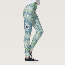 Leggings Mer Vert et Bleu Côte Motif Mandala