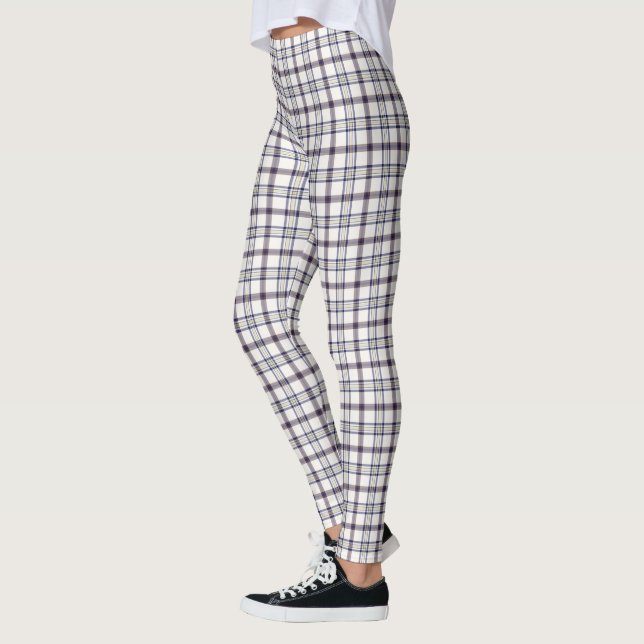Leggings Merino White and Blue Zodiac Plaid (Gauche)