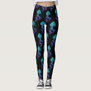Leggings Mermaid aqua blue ombre motif