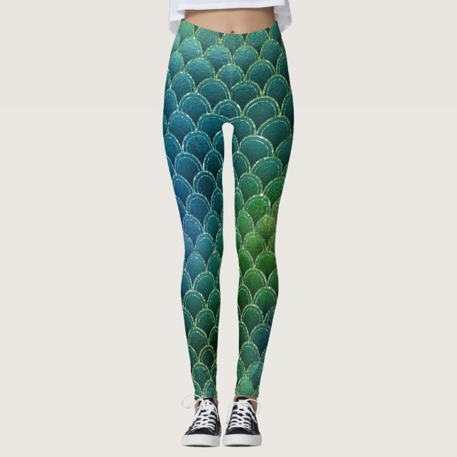 Leggings Mermaid bleu vert (Devant)