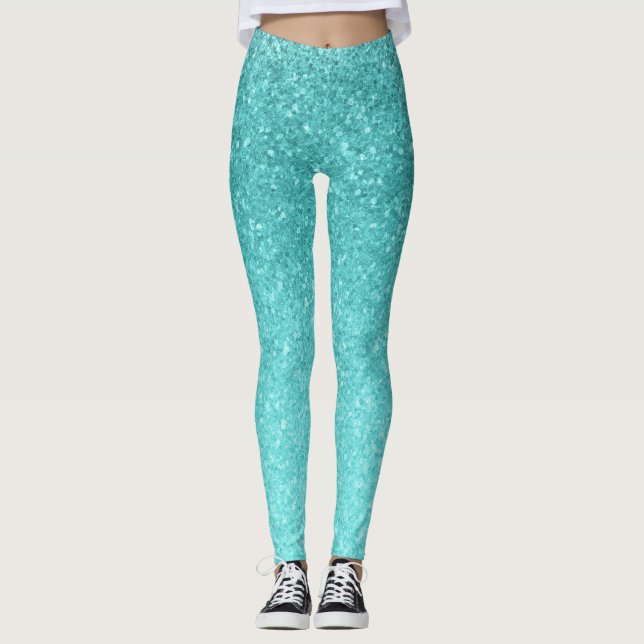 Leggings Mermaid en verre d'eau bleu Parties scintillant ét (Devant)