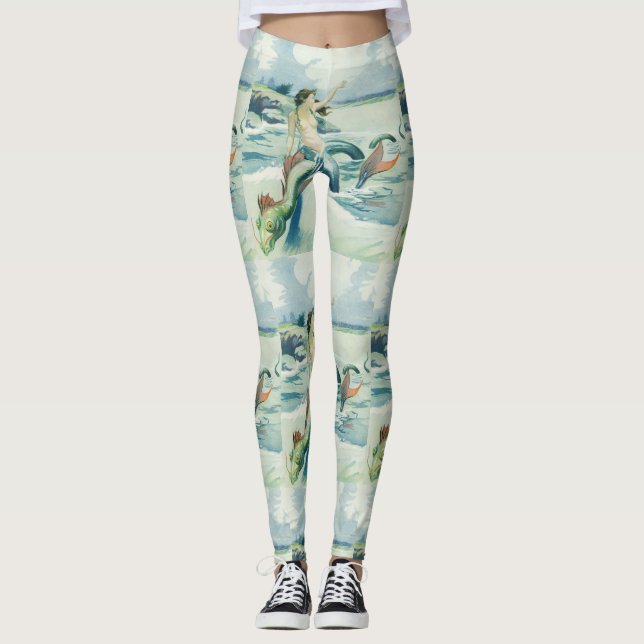 Leggings Mermaid Riding Serpent de mer Thunder_Cove   (Devant)